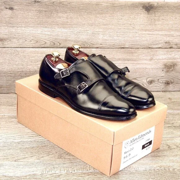 Allen Edmonds MORA 2.0 Monkstrap 9.5 D Black * add $15 Cedar Trees